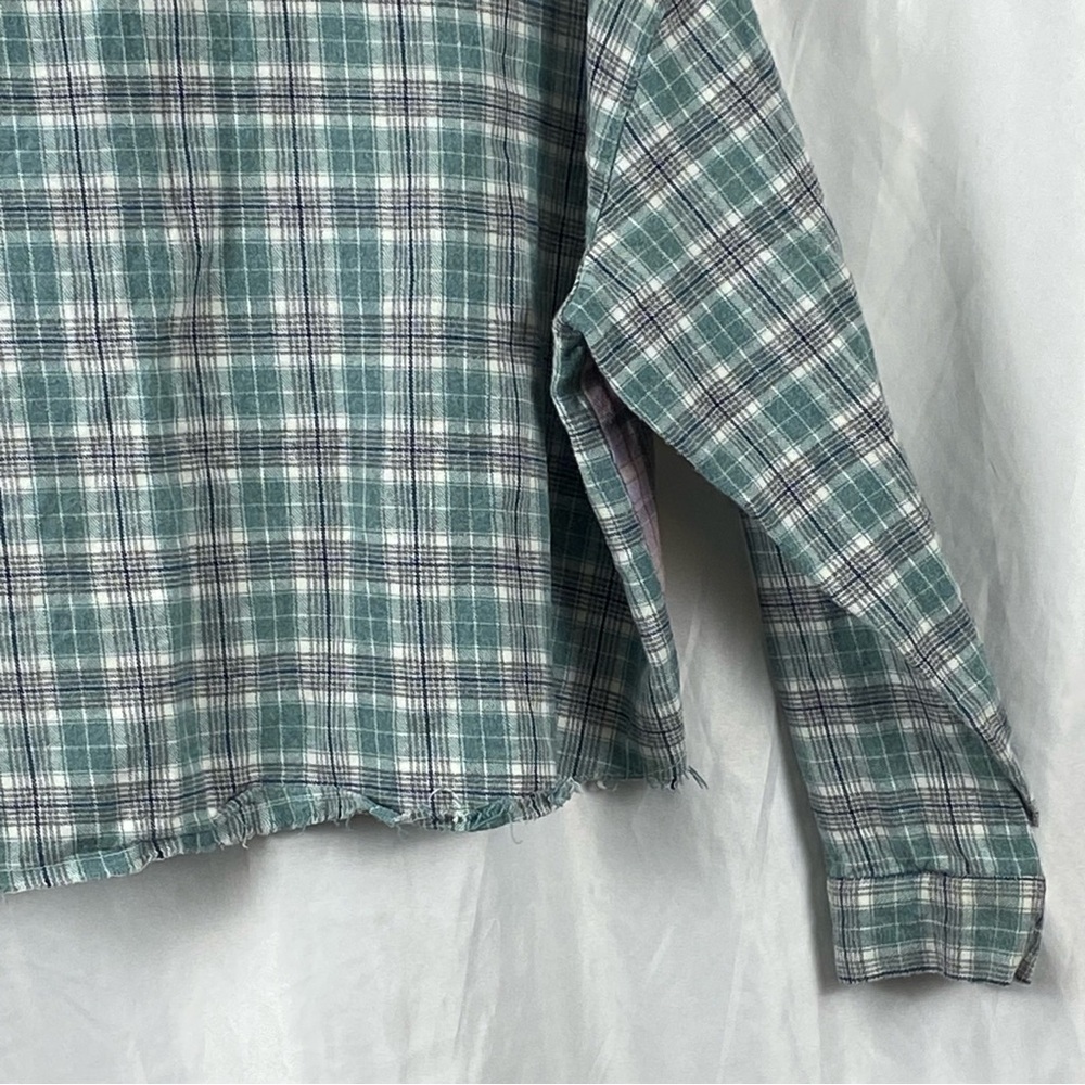 Nectar Clothing Women’s Plaid Patchwork Long Sleeve Cropped Shirt Size Small - Picture 16 of 16